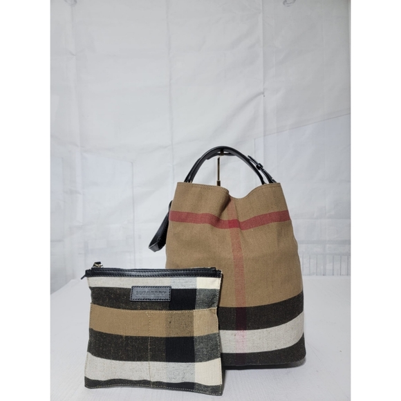 Burberry Handbags - BURBERRY Ashby Hobo SaddleCanvas Mega Check